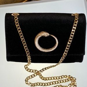ROBERTO CAVALLI VELVET CRYSTAL SNAKE CROSSBODY